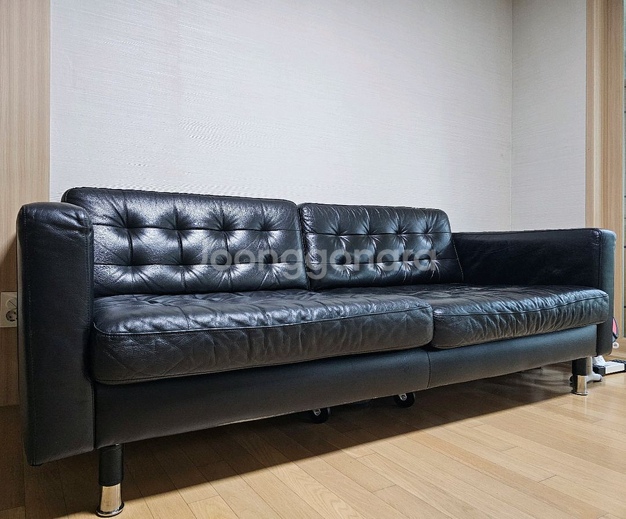 이케아 란스크로나 3인용 소파 (블랙)--1