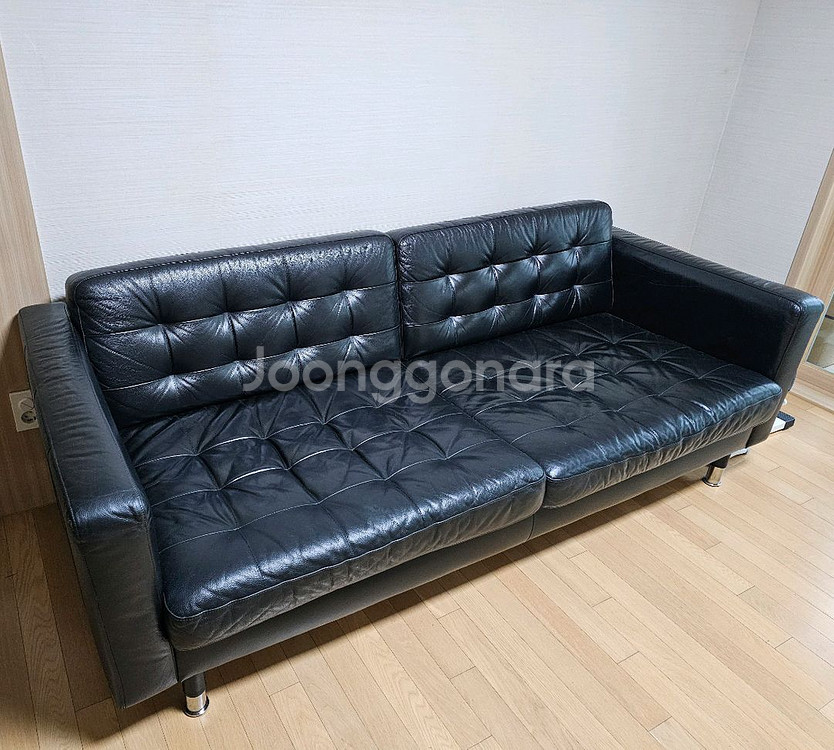 이케아 란스크로나 3인용 소파 (블랙)--2