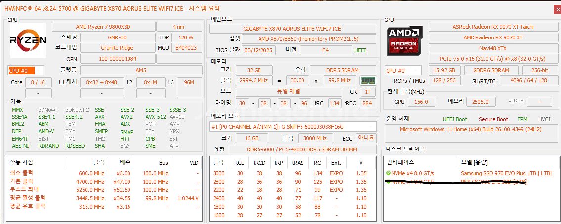 게이밍PC 9800x3d/9070xt 팝니다--1