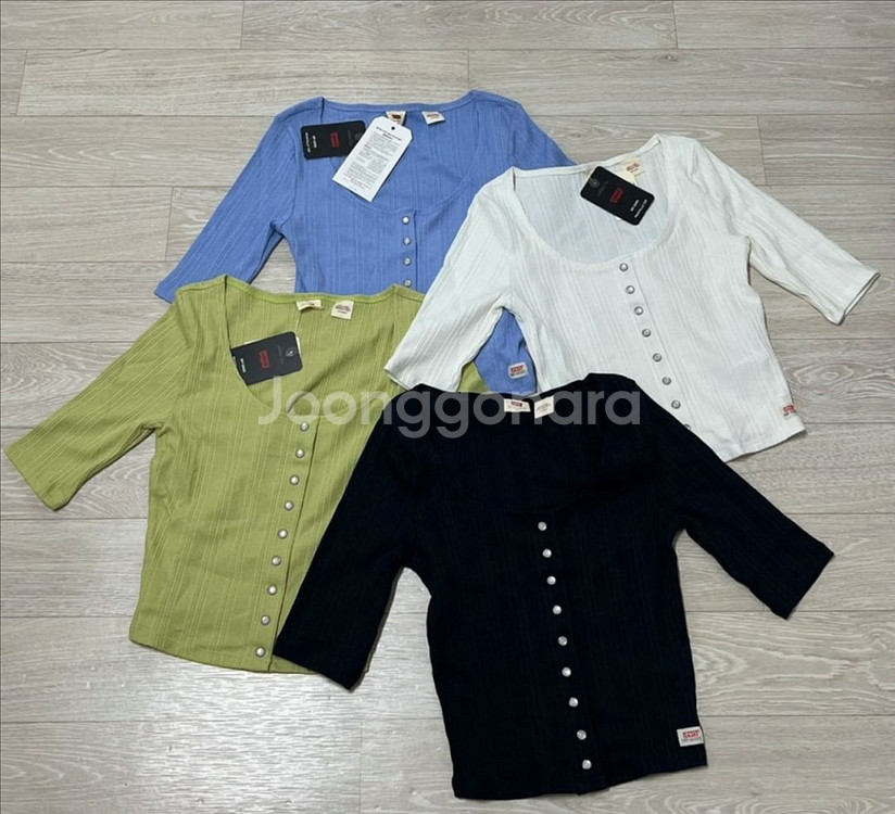 정품 리바이스 새상품 반팔가디건 스퀘어넥반팔 텍있음--0