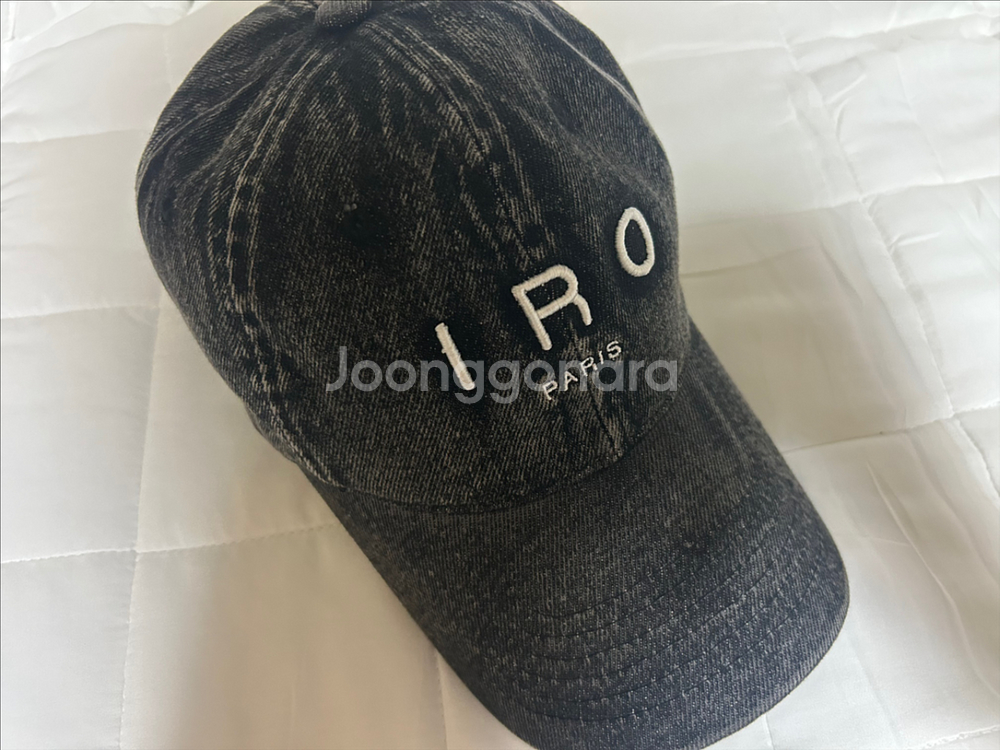Iro 이로 로고자수 데님 볼캡 흑청--0