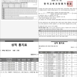 중고등 내신 모의고사 등등 모든 성적표 양식판매제작