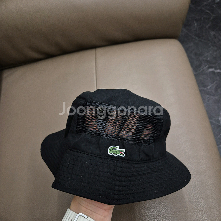 LACOSTE / 메쉬 패널 버킷햇 (블랙)--1