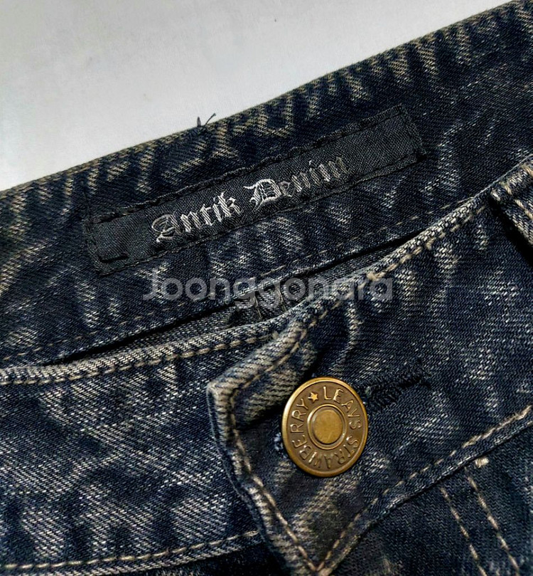 새제품/ANTIK DENIM 남성청바지34/블랙진/찢청--1