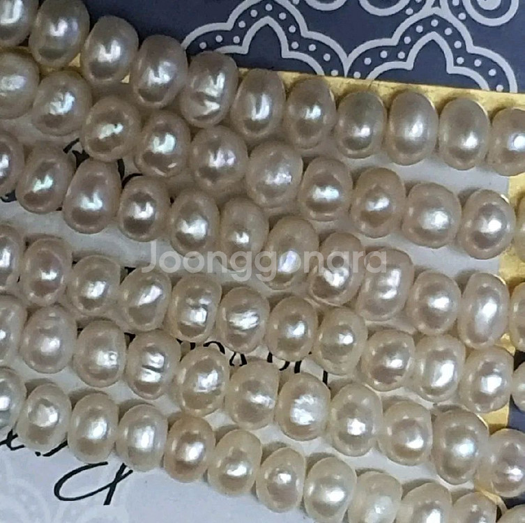 천연 진주목걸이 3단 실버 은 진주5mm--5