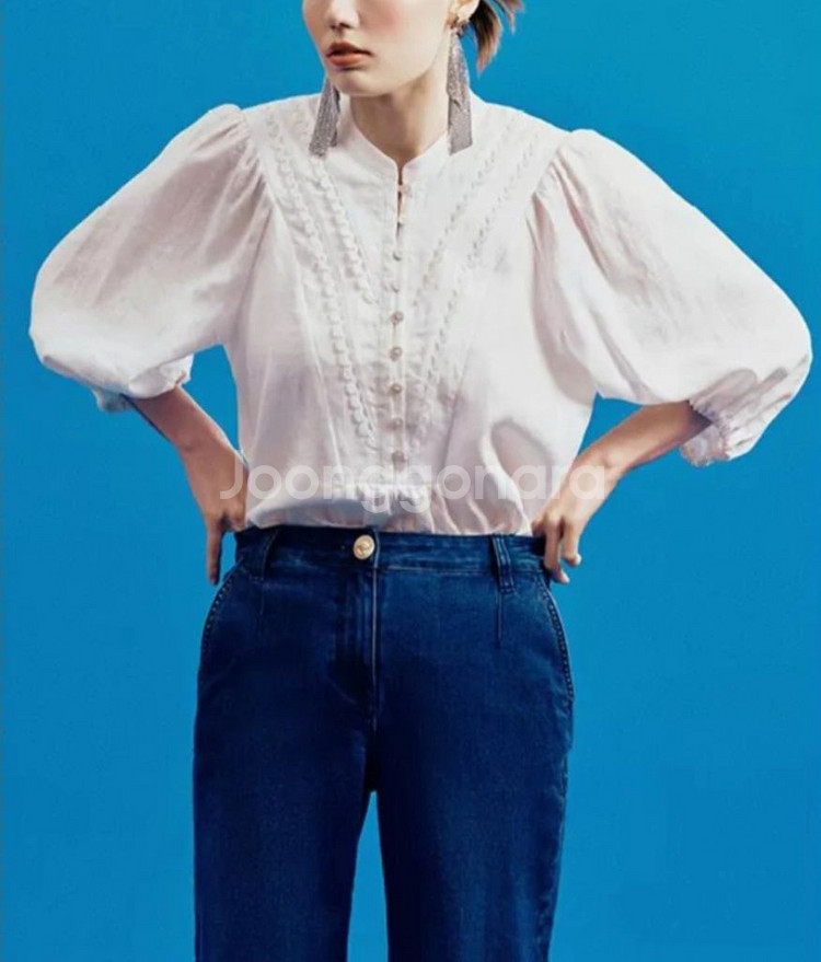칼라거펠트 프렌치린넨100 블라우스(77) ㅡ새상품--0