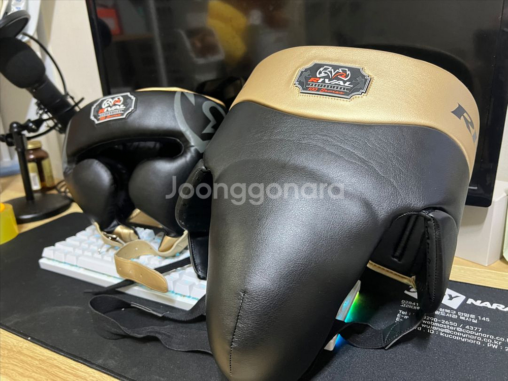 라이벌 블랙/골드 헤드기어/그로인가드 판매--0