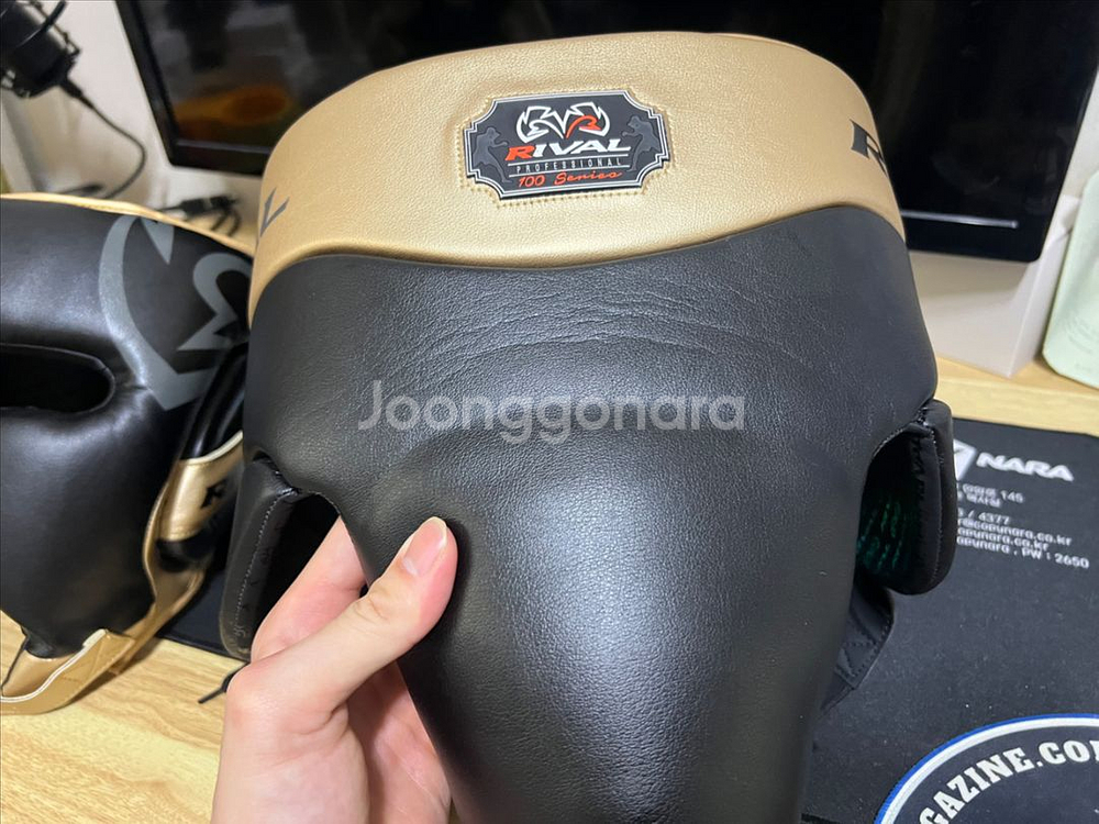 라이벌 블랙/골드 헤드기어/그로인가드 판매--4