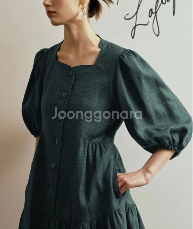 칼라거펠트 린넨 블렌디드 원피스(66~77) ㅡ새상품--7
