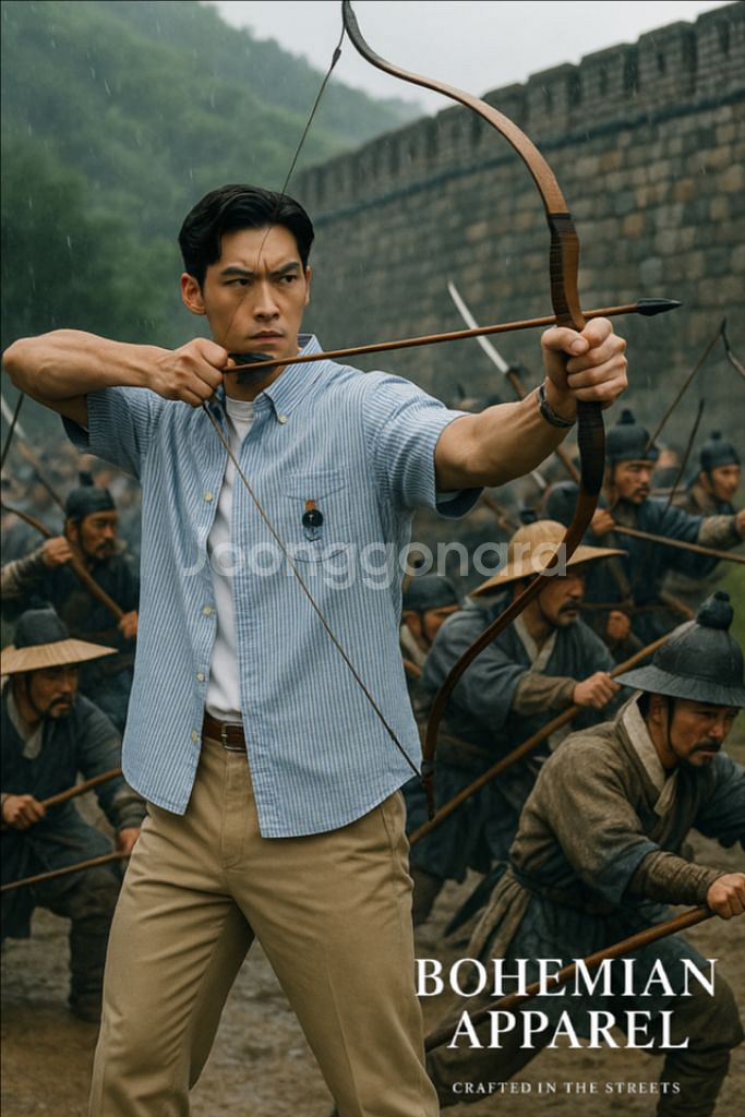 [남자 100]후아유 스트라이프 오버핏 반팔 셔츠--9