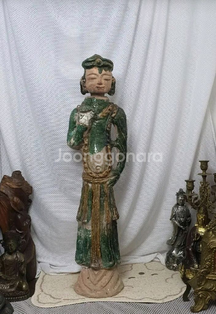 중국 토기 불상 삼채 도자기 기물--1