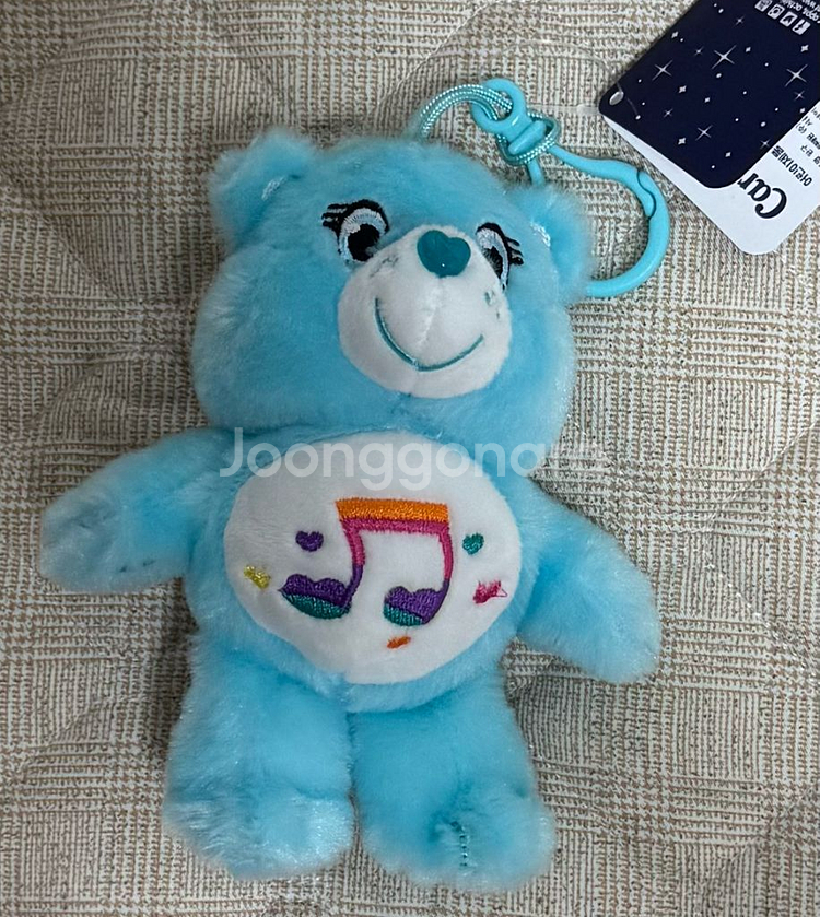 케어베어 하늘색 곰인형 키링--0