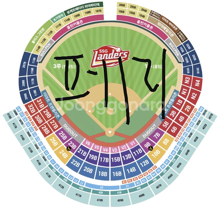 6월29일 일요일 ssg 한화 내야필드석 3루 한화응원--0