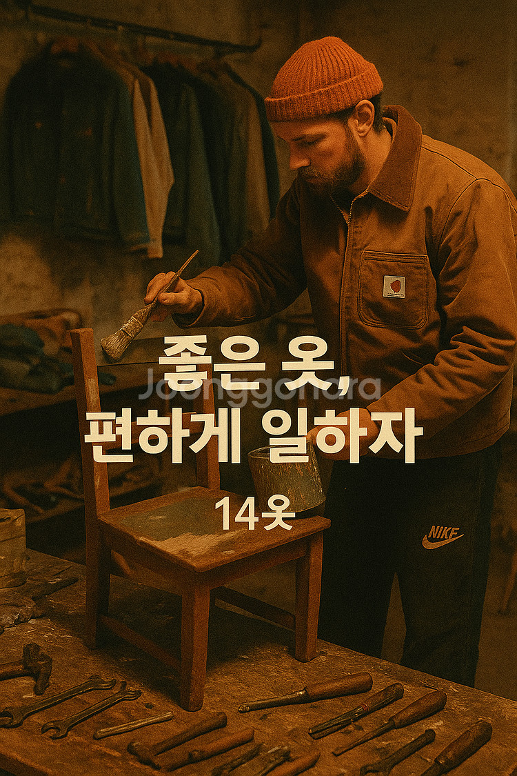 칼하트 Carhartt 브라운 로고 반팔티 L--6
