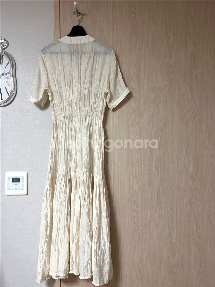 프레 주름 롱원피스 쭈글이 여름 브이넥 로브 가디건--2