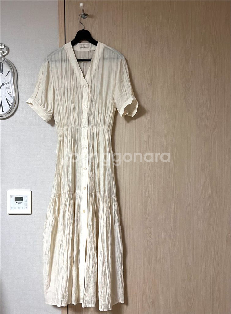 프레 주름 롱원피스 쭈글이 여름 브이넥 로브 가디건--1