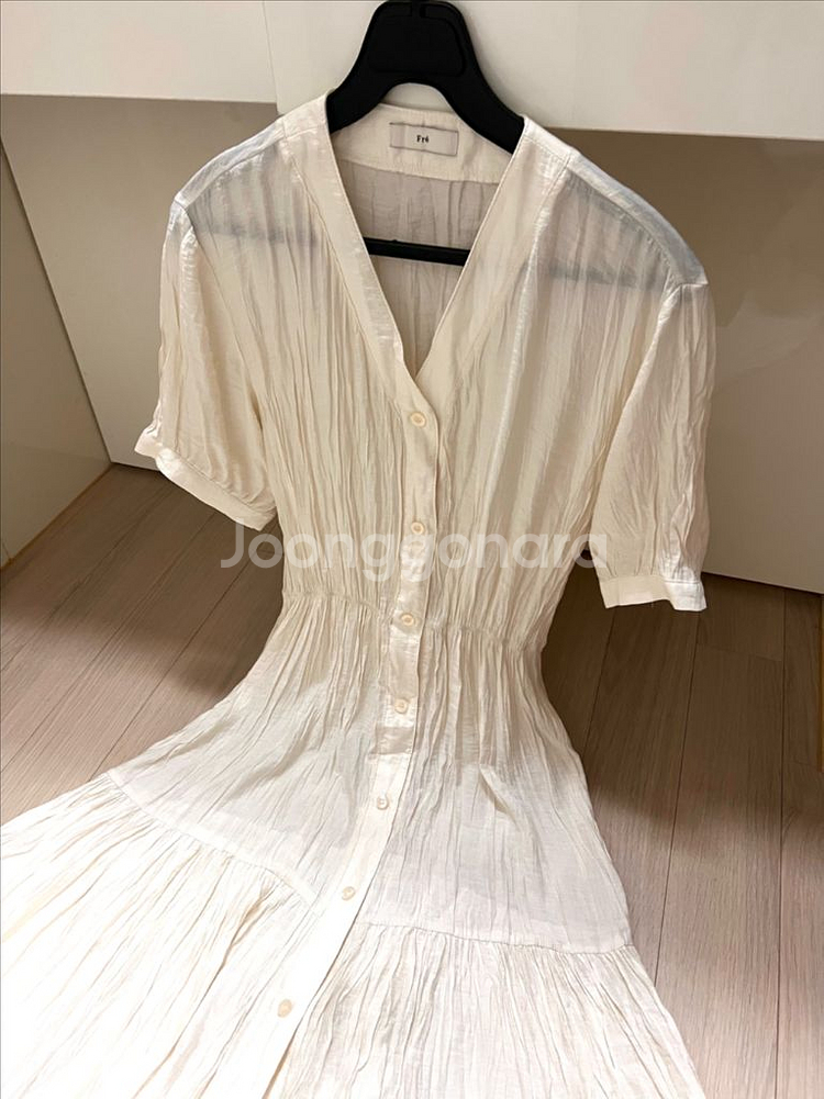 프레 주름 롱원피스 쭈글이 여름 브이넥 로브 가디건--0