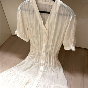 프레 주름 롱원피스 쭈글이 여름 브이넥 로브 가디건