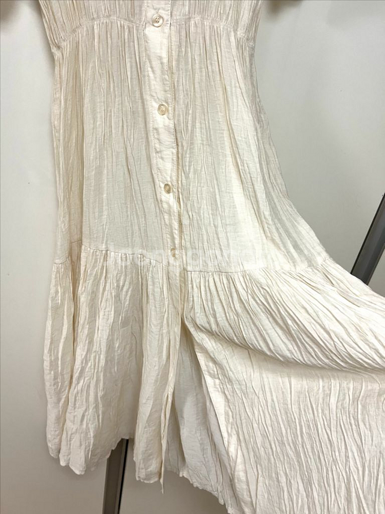 프레 주름 롱원피스 쭈글이 여름 브이넥 로브 가디건--4