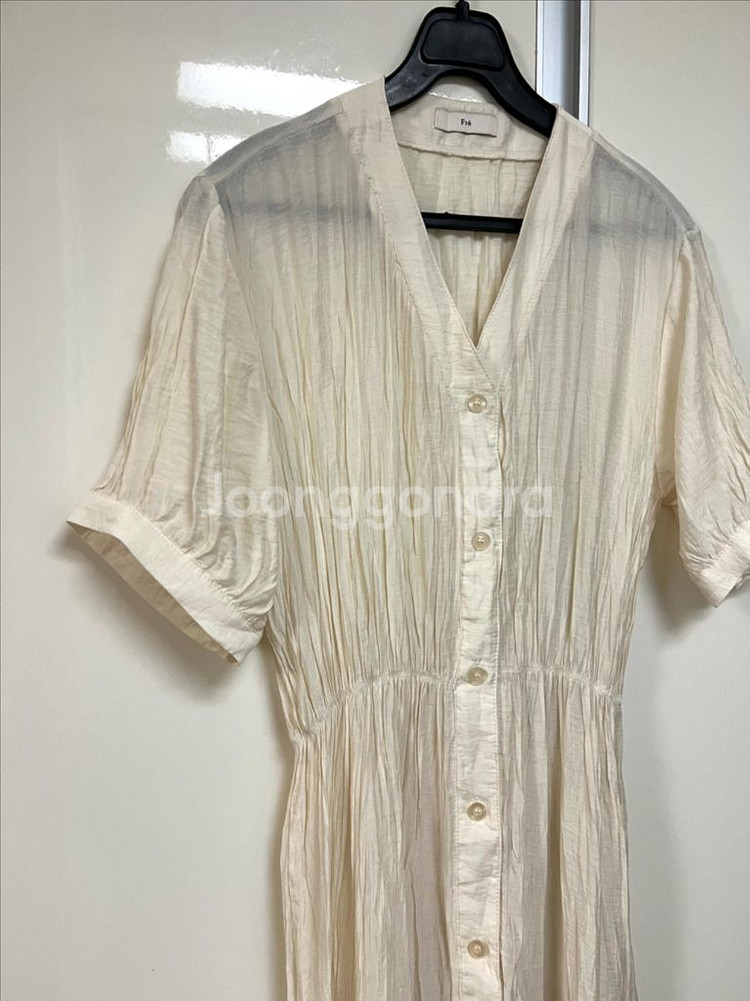 프레 주름 롱원피스 쭈글이 여름 브이넥 로브 가디건--3