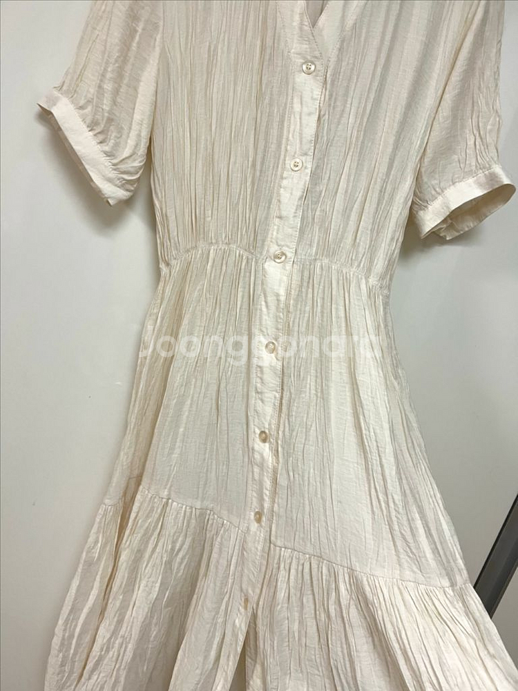 프레 주름 롱원피스 쭈글이 여름 브이넥 로브 가디건--5