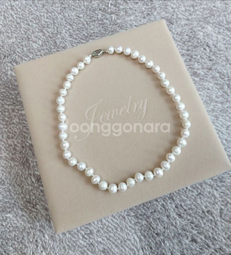 9~10mm 천연담수 진주목걸이 (케이스포함 새상품)--1