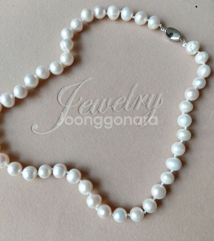 9~10mm 천연담수 진주목걸이 (케이스포함 새상품)--2