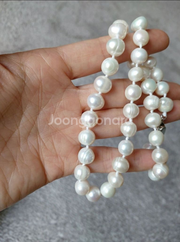 9~10mm 천연담수 진주목걸이 (케이스포함 새상품)--4