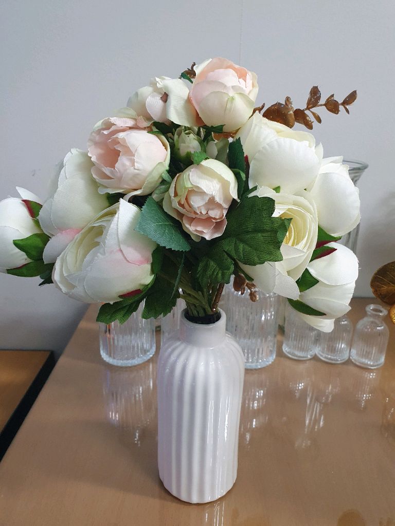 인테리어 화병 3개 조화꽃 포함