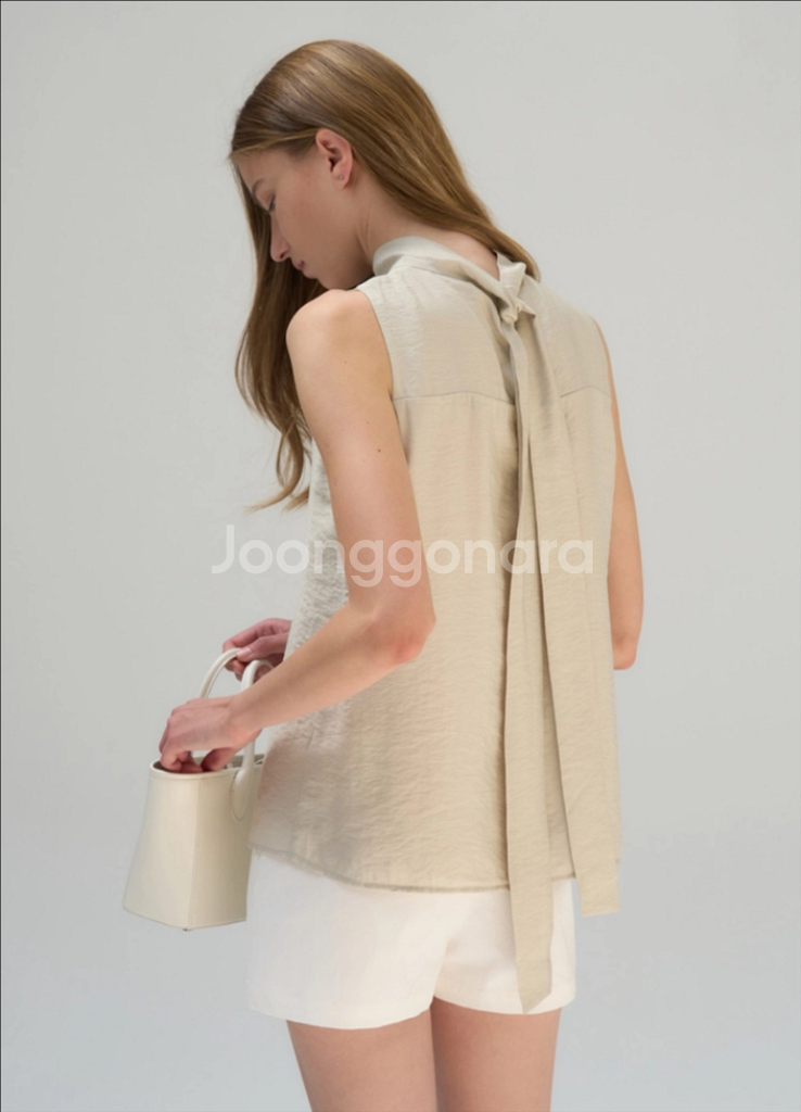 시에 센느 백 타이 블라우스 미스티올리브 S--1