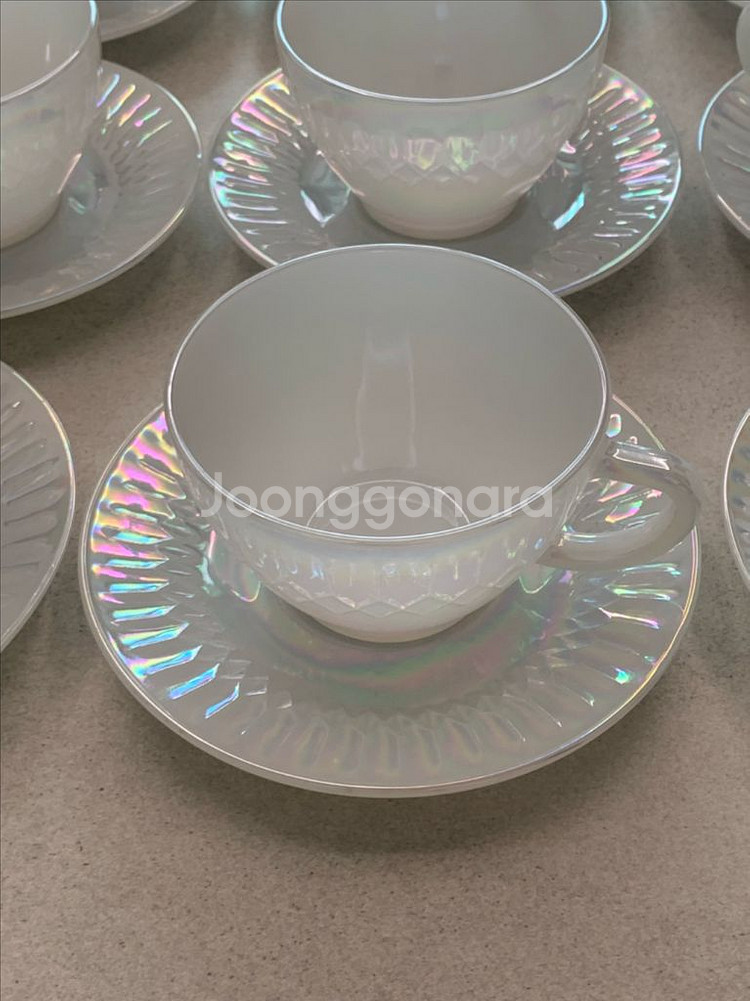 50s-60s 미국 빈티지 컵앤소서 페더럴 문글로우 (--1