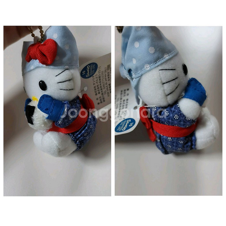 헬로키티 나가타 한정 주먹밥 키티 인형 키체인+스트랩--2