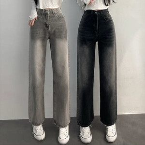 데님 와이드 팬츠(흑청) S