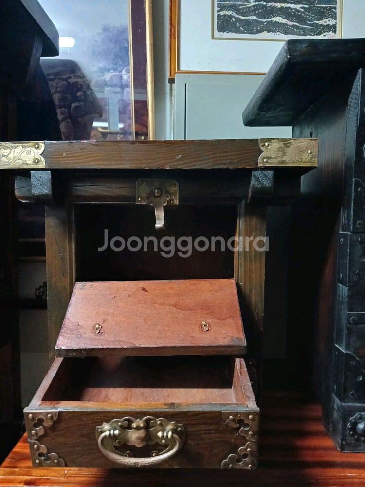 골동품 앤틱 인테리어 전통 고가구 황동장석 반닫이 서랍--1