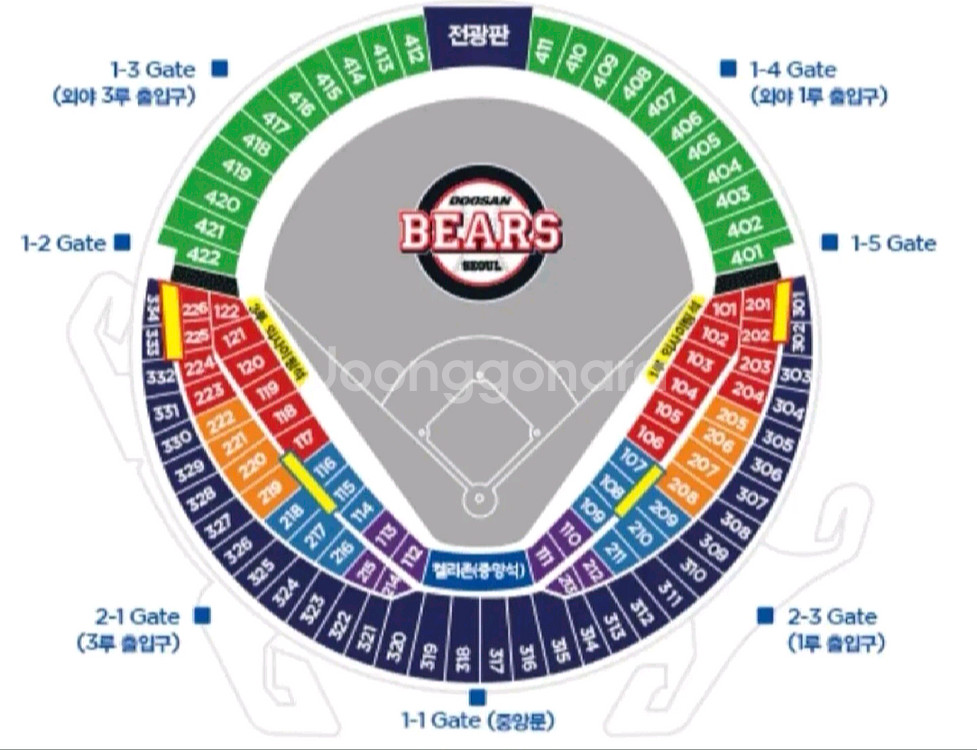 7/3 두산 삼성 네이비 325블럭 1석--0