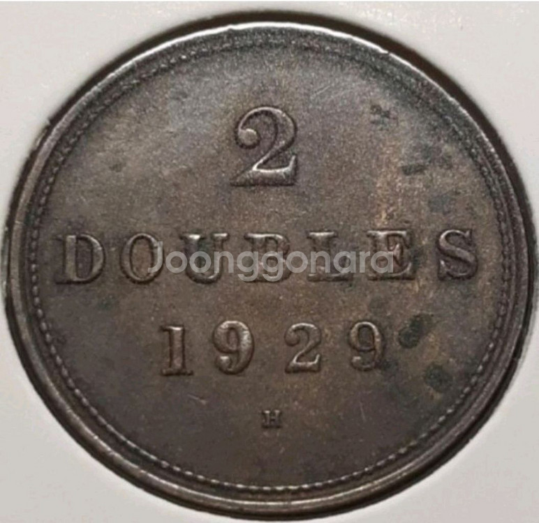 영국 건지 1929년 2더블.외국주화 주화 동전 화폐--1
