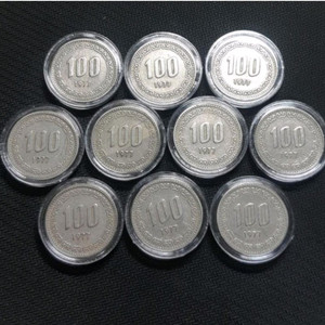 1977년 100원주화 10개일괄.주화 화폐 한국은행