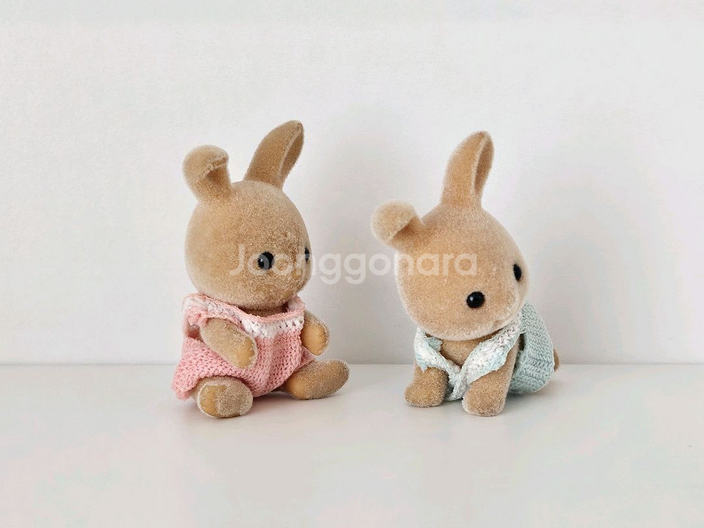 실바니안 뜨개옷 귀접토끼 쌍둥이 아기--5
