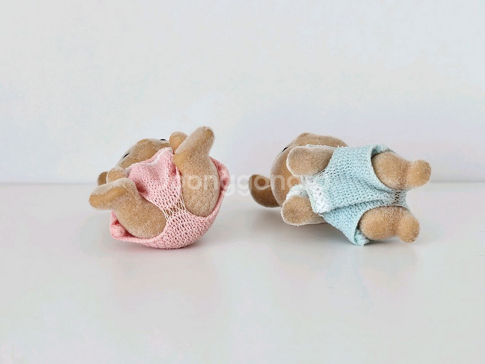 실바니안 뜨개옷 귀접토끼 쌍둥이 아기--6