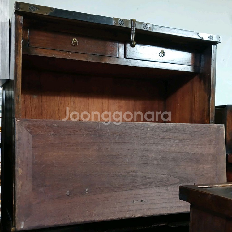 골동품 앤틱 인테리어 전통 고가구 철장석 반닫이 서랍장--1