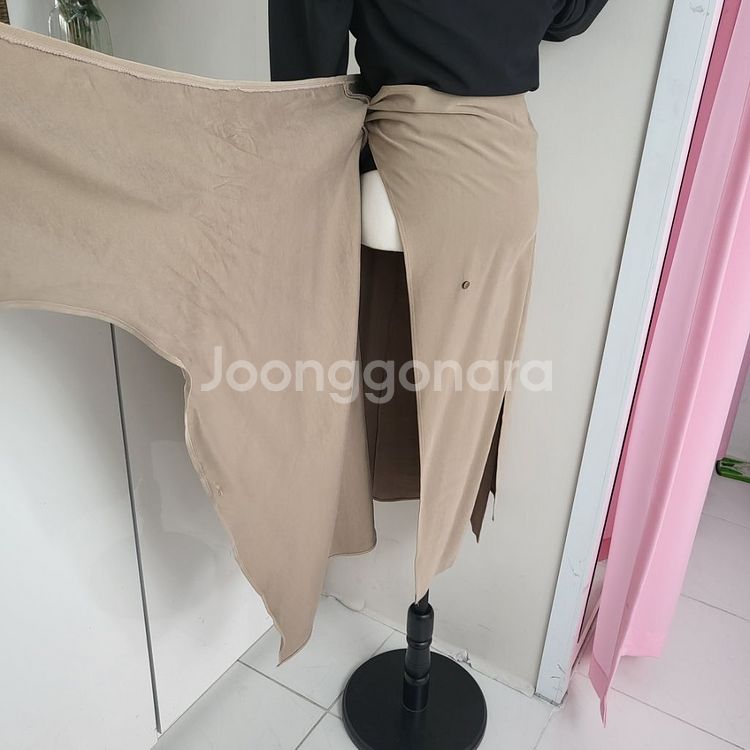 언발 매듭 묶음 리본 미디 랩스커트ㅡ무배--9