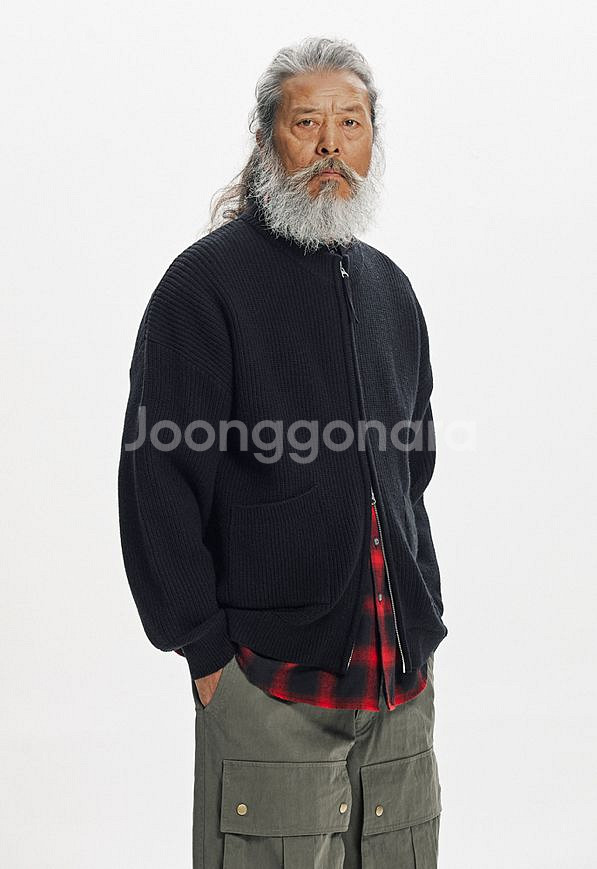 프리즘웍스 울 집업가디건 네이비 m팝니다--1