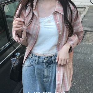 (새상품) 미니포에 뮤트베리 체크 셔츠