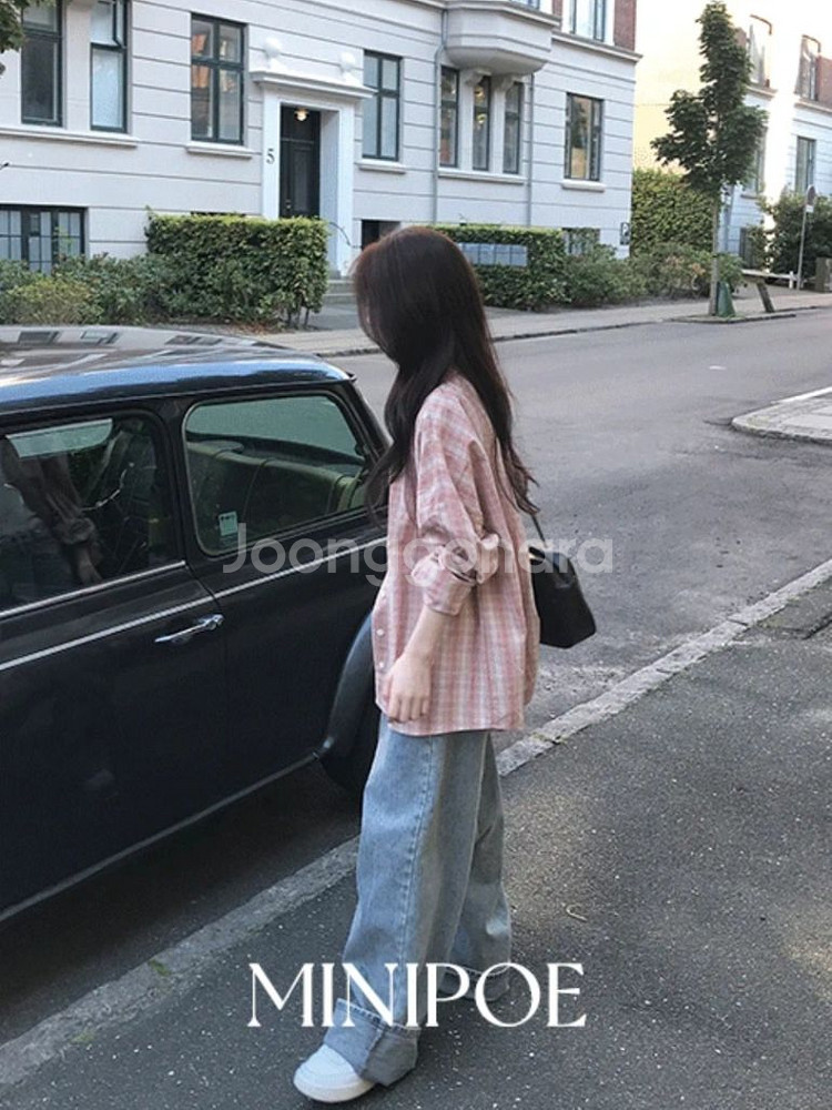 (새상품) 미니포에 뮤트베리 체크 셔츠--1