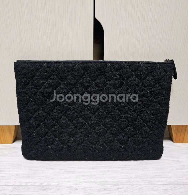 한정판 정품 샤넬 트위드 라지 클러치--2