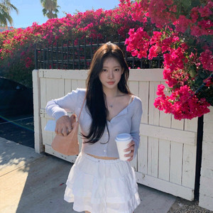 샵리즈 리즈 베이스슬림가디건 크롭 스카이블루