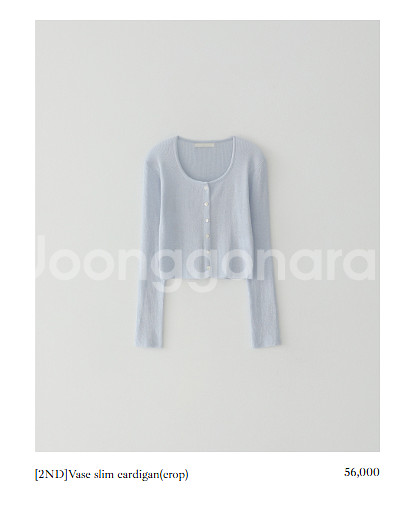 샵리즈 리즈 베이스슬림가디건 크롭 스카이블루--3