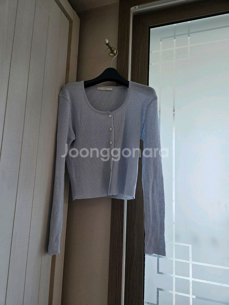 샵리즈 리즈 베이스슬림가디건 크롭 스카이블루--4