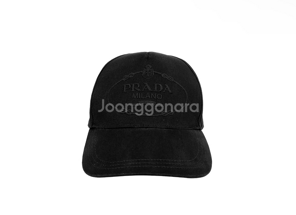 [S] 프라다 엠브로이드 자수 로고 코튼 베이스볼 볼캡--0