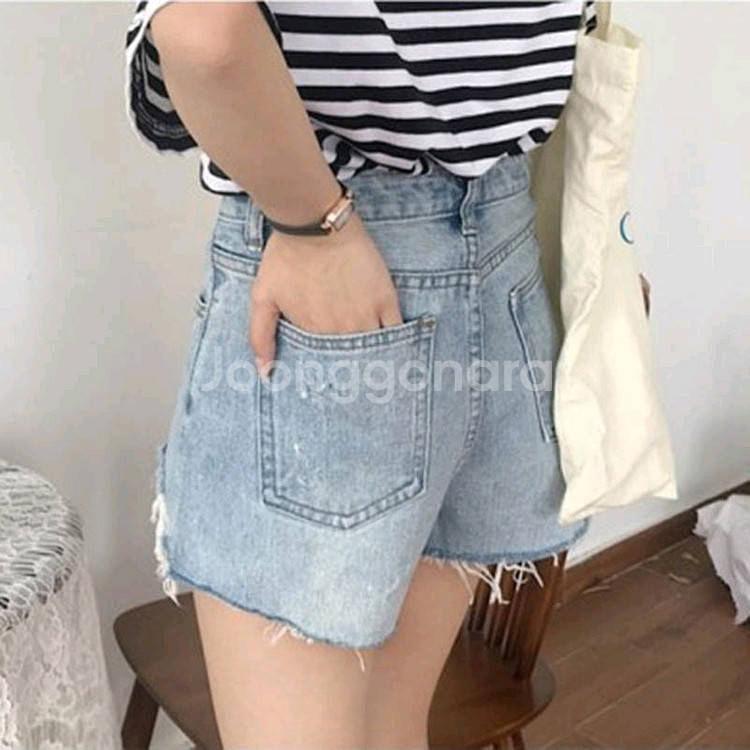 아론 데미지 숏 데님 팬츠--3